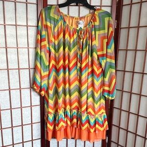 NWT Lady Noiz Multicolor Chevron Mini Dress size 2XL